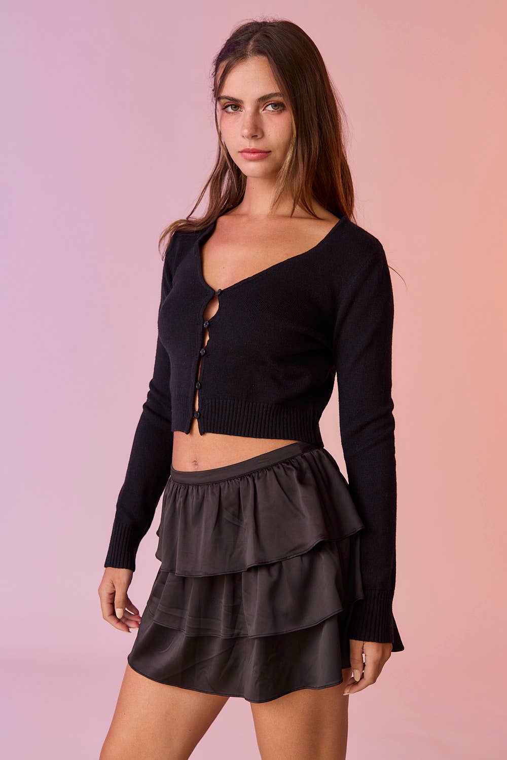 Ella Satin Tiered Mini Skort