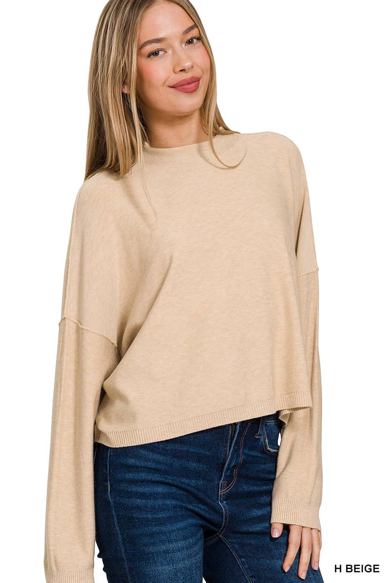 ',,.....Mock neck comfy fall crop sweater