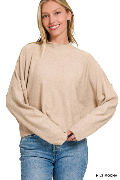 ',,.....Mock neck comfy fall crop sweater