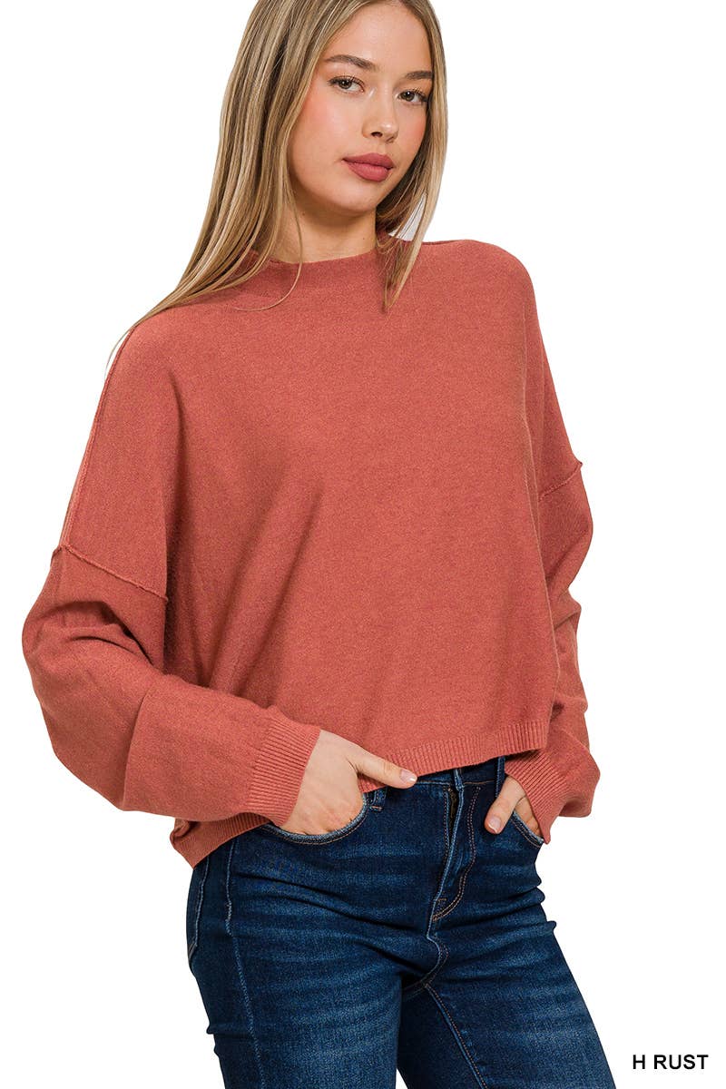 ',,.....Mock neck comfy fall crop sweater