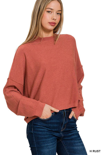 ',,.....Mock neck comfy fall crop sweater