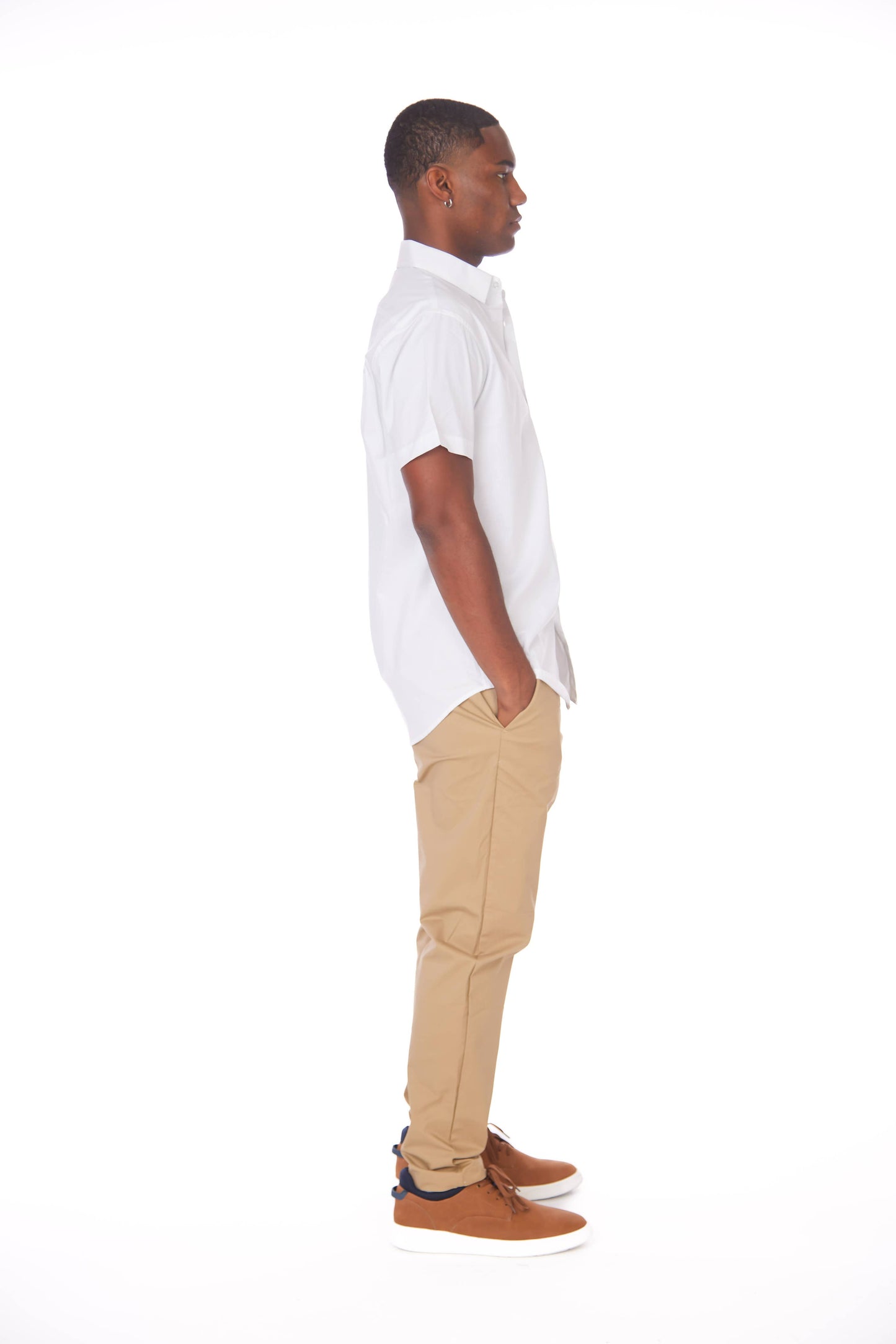 Men's Cotton Stretch Short Sleeve Solid Shirt