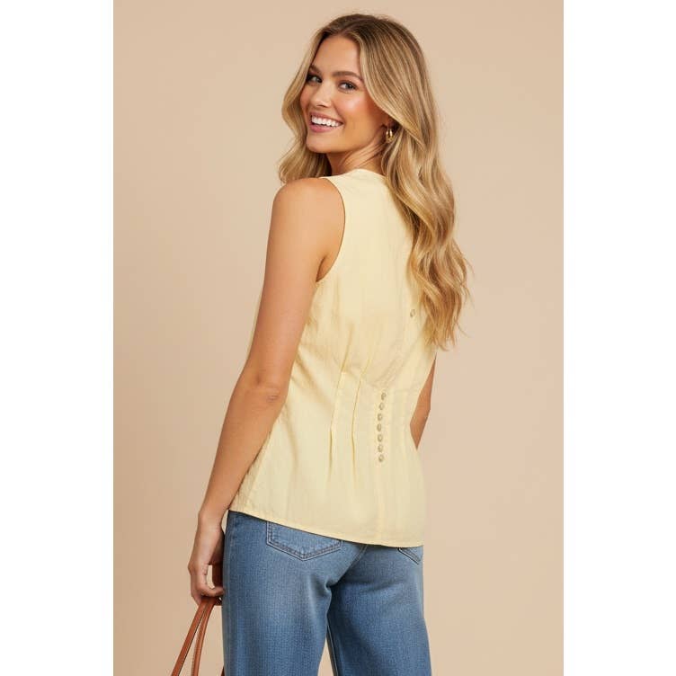 Pleated Peplum Sleeveless Top