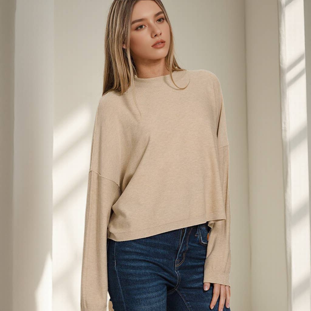 Mock neck comfy fall crop sweater