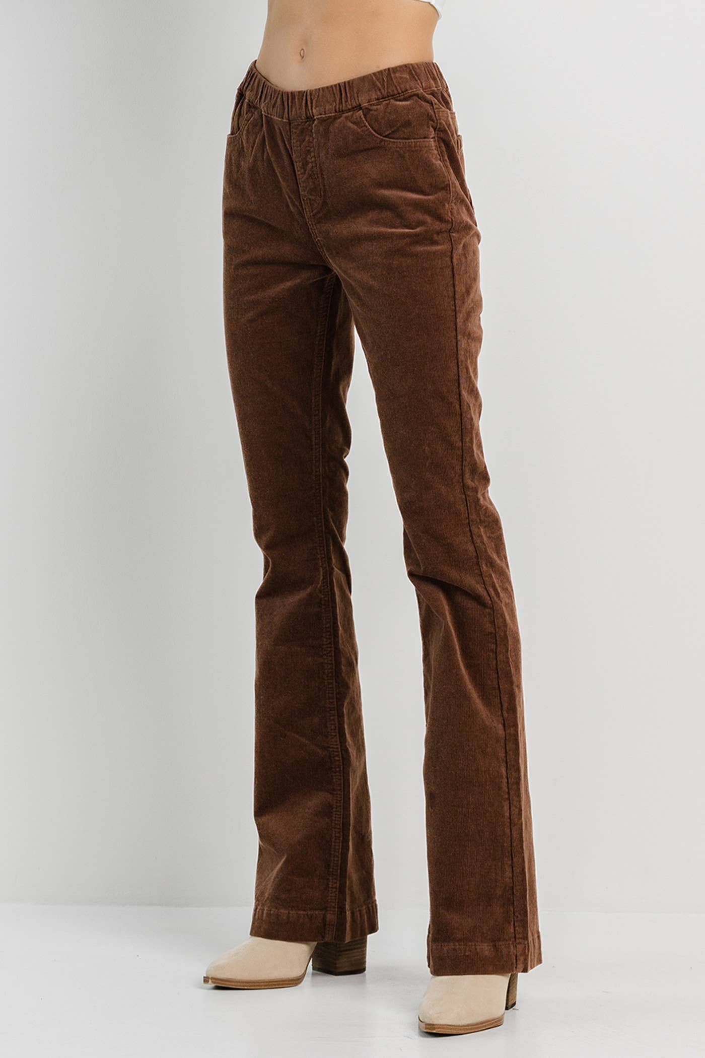 Brown Corduroy Pull On Flare