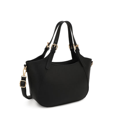ELAINE  SATCHEL WITH LEOPARD PRINT ACCENT IN BUCKLED HANDLE
