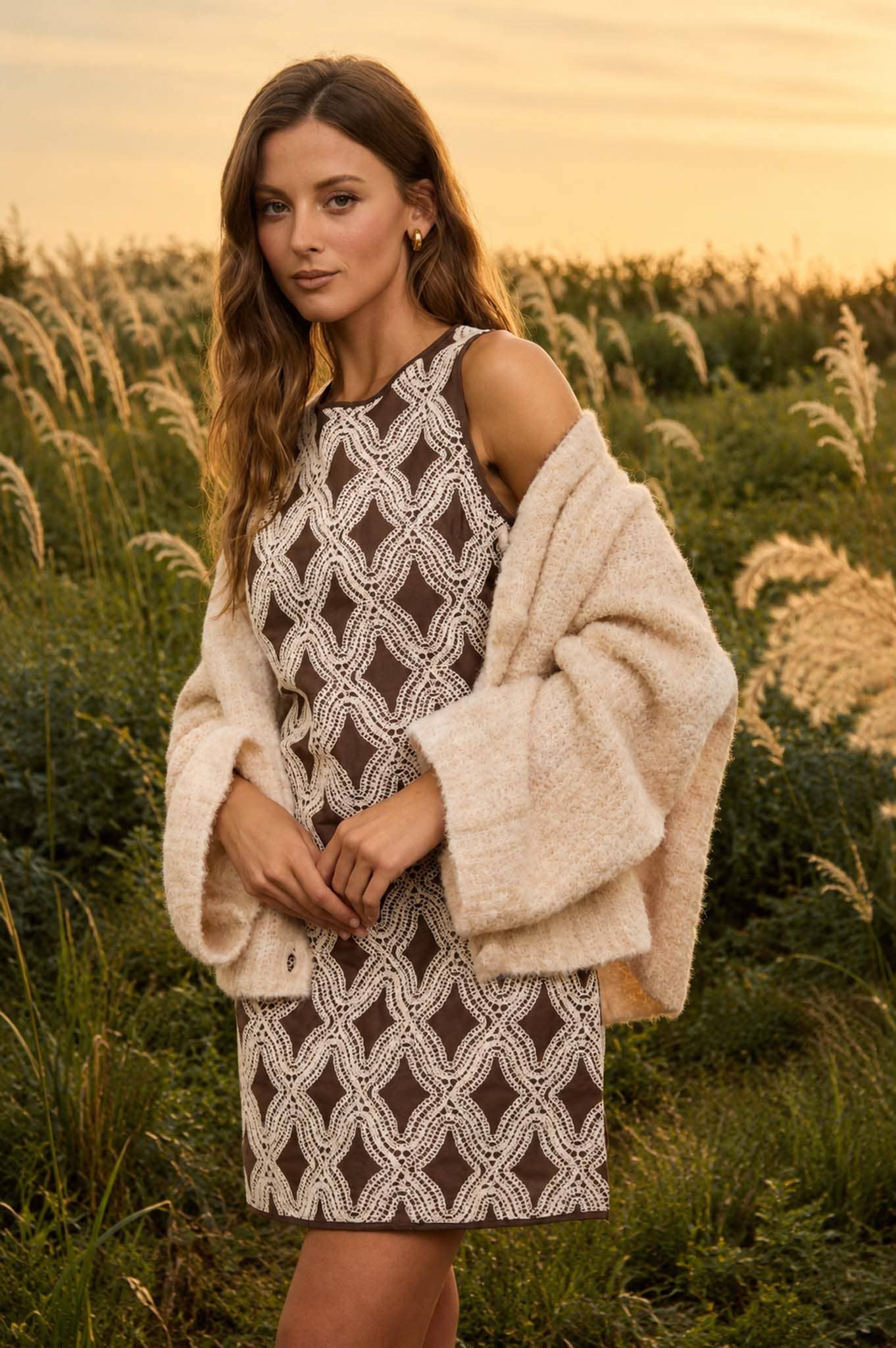 PRE-ORDER TEXTURED GEOMETRIC SLEEVELESS MINI DRESS