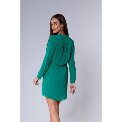 Drawstring Waist Long Sleeve Casual Dress