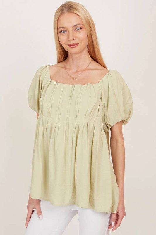 OPEN BACK SQUARE NECK SOLID PRINCESS TOP