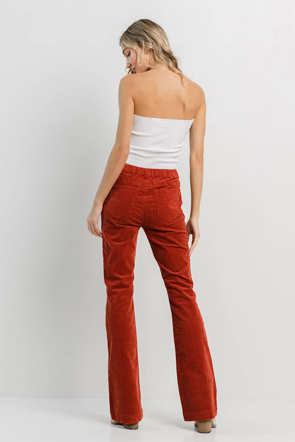 Rust Corduroy Pull On Flare