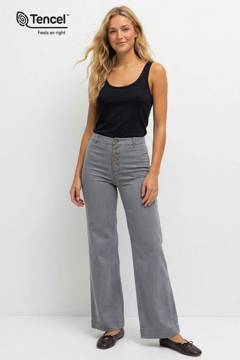 Tencel Wide-leg High Waisted Pants