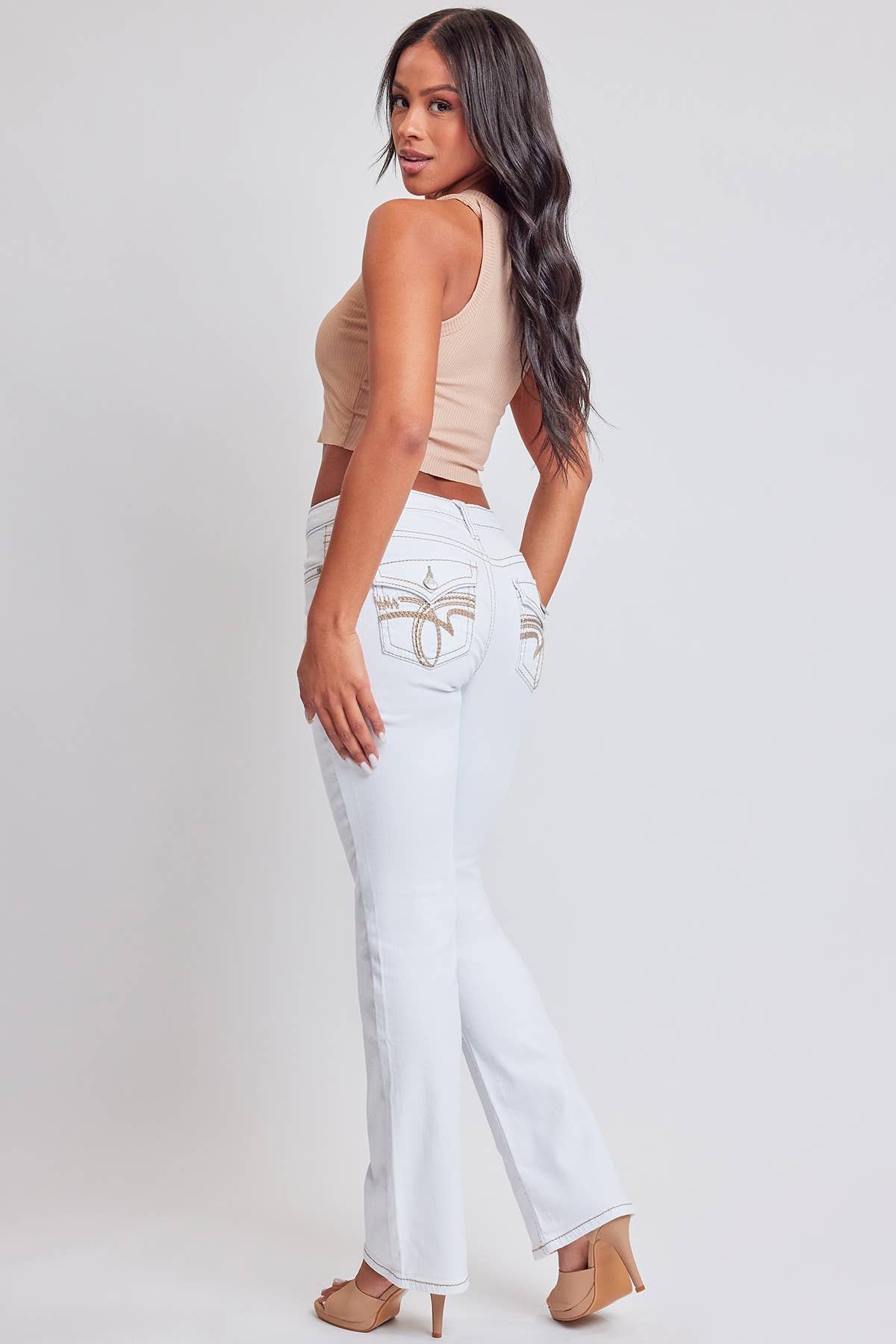 Heavy Stitch Mid-Rise Bootcut W/Embroidery