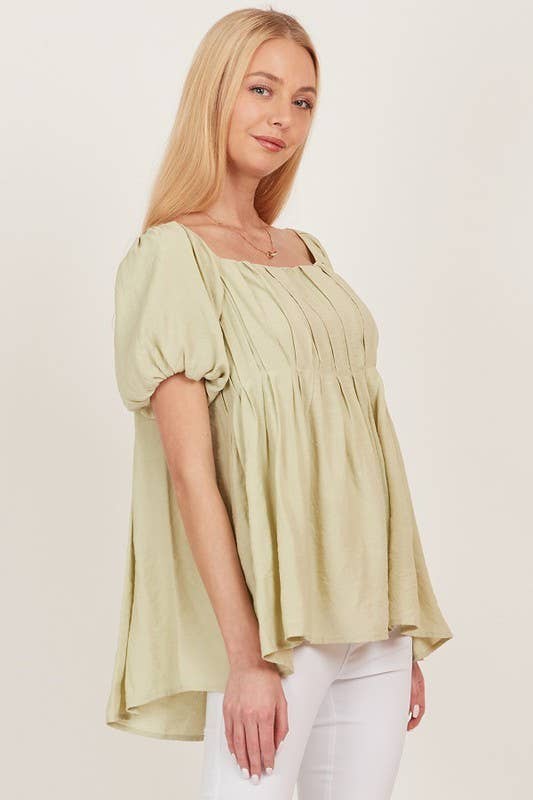 OPEN BACK SQUARE NECK SOLID PRINCESS TOP