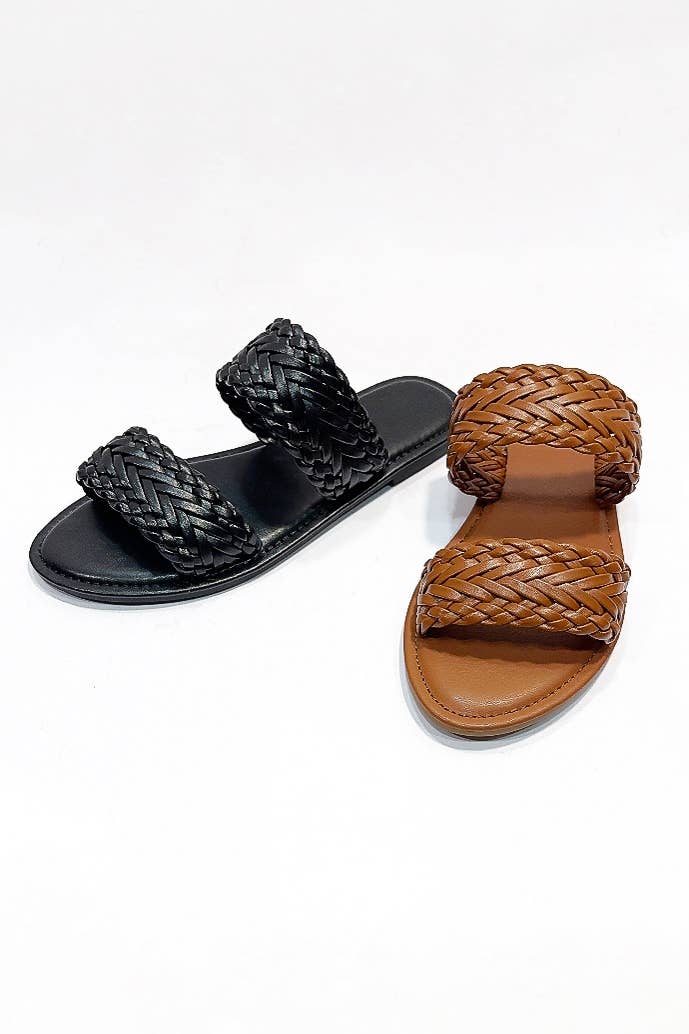 OCEANLINE BRAIDED DOUBLE STRAP SLIP-ON SLIDE SANDAL