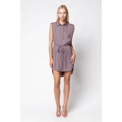 Sleeveless Collared Mini Shirt Dress