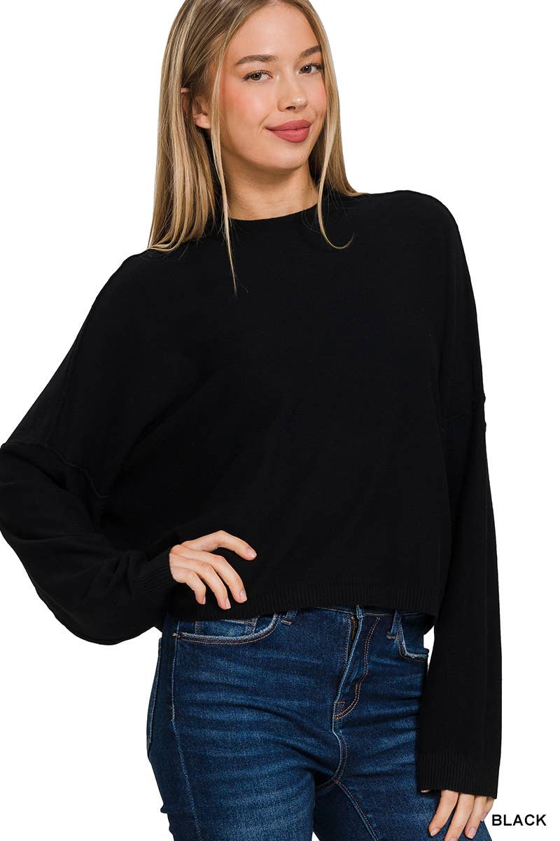 ',,.....Mock neck comfy fall crop sweater