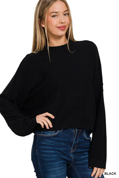 ',,.....Mock neck comfy fall crop sweater