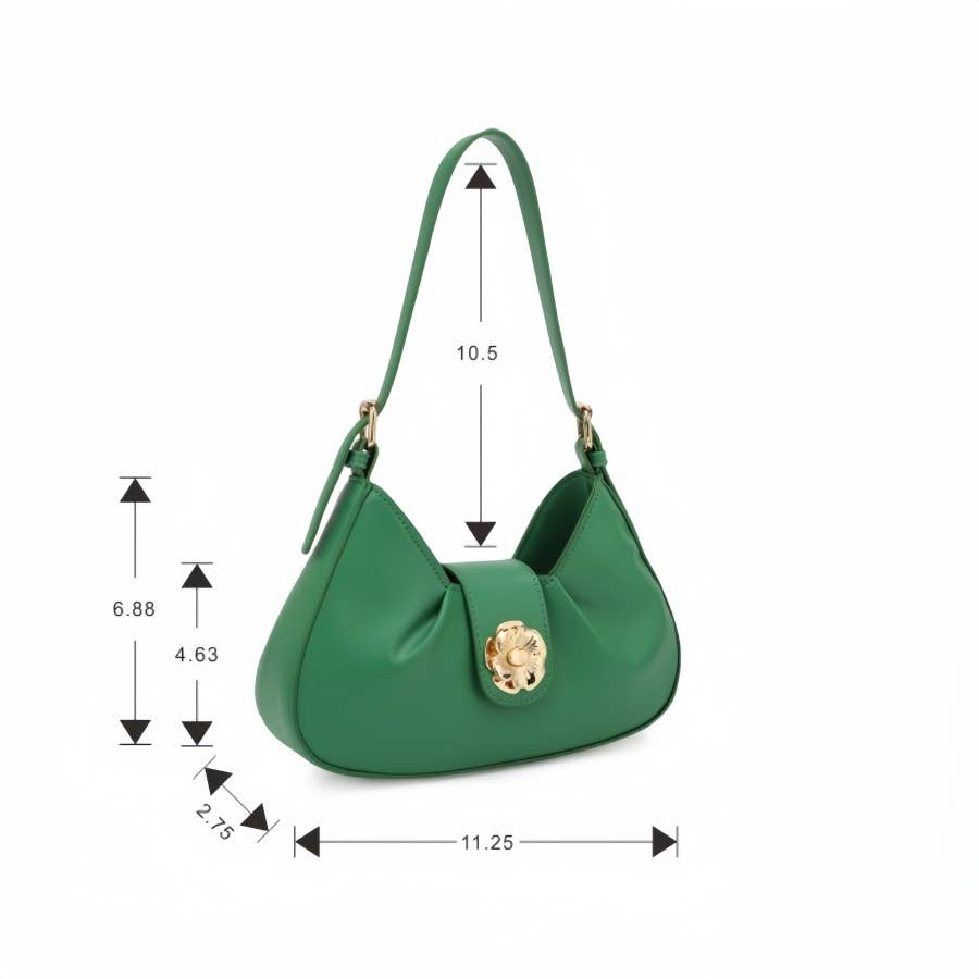 RUBY SHOULDER BAG WITH ROSE FLAP CLOSURE