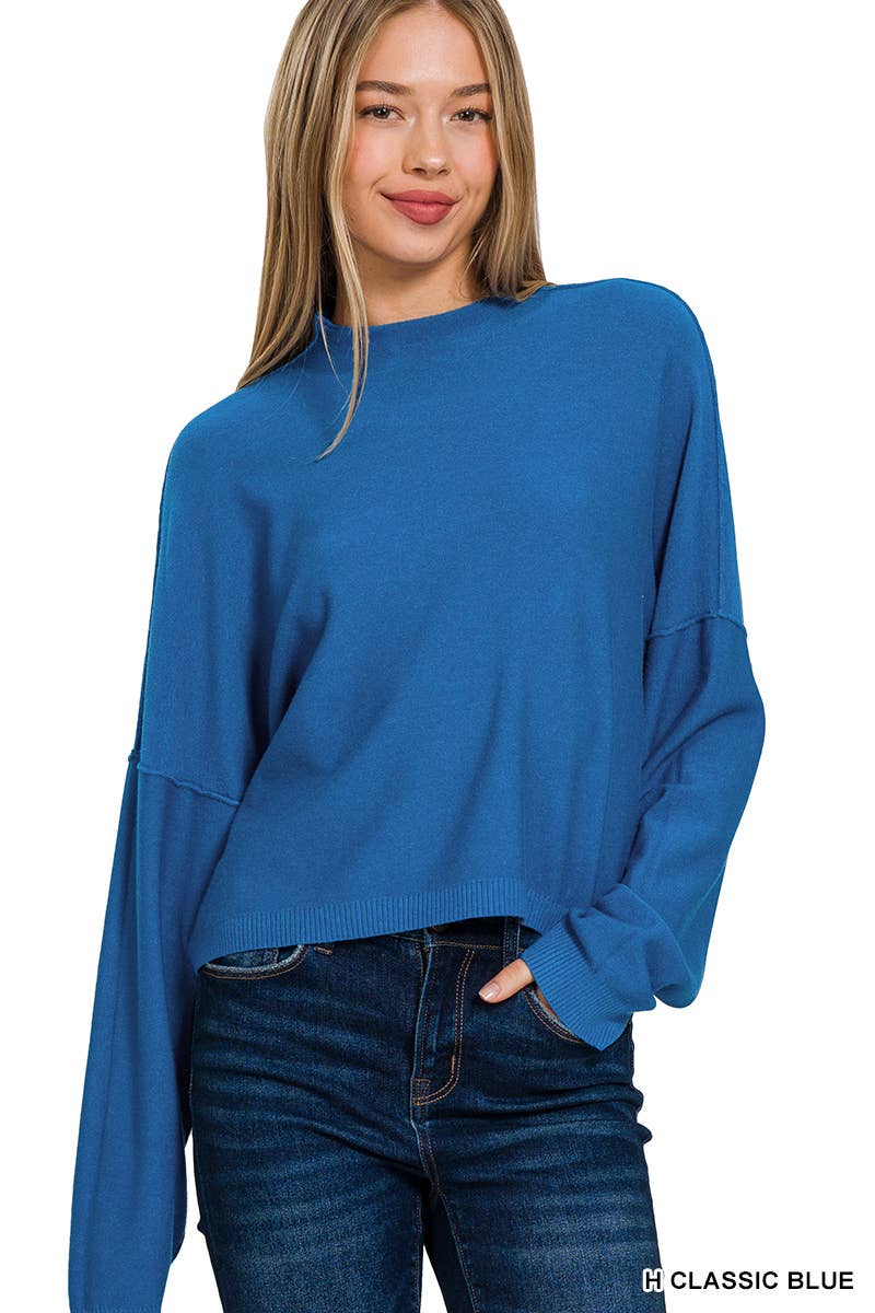 ',,.....Mock neck comfy fall crop sweater