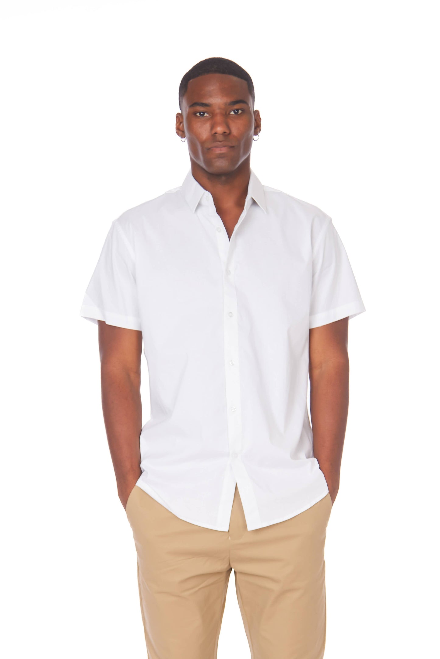 Men's Cotton Stretch Short Sleeve Solid Shirt