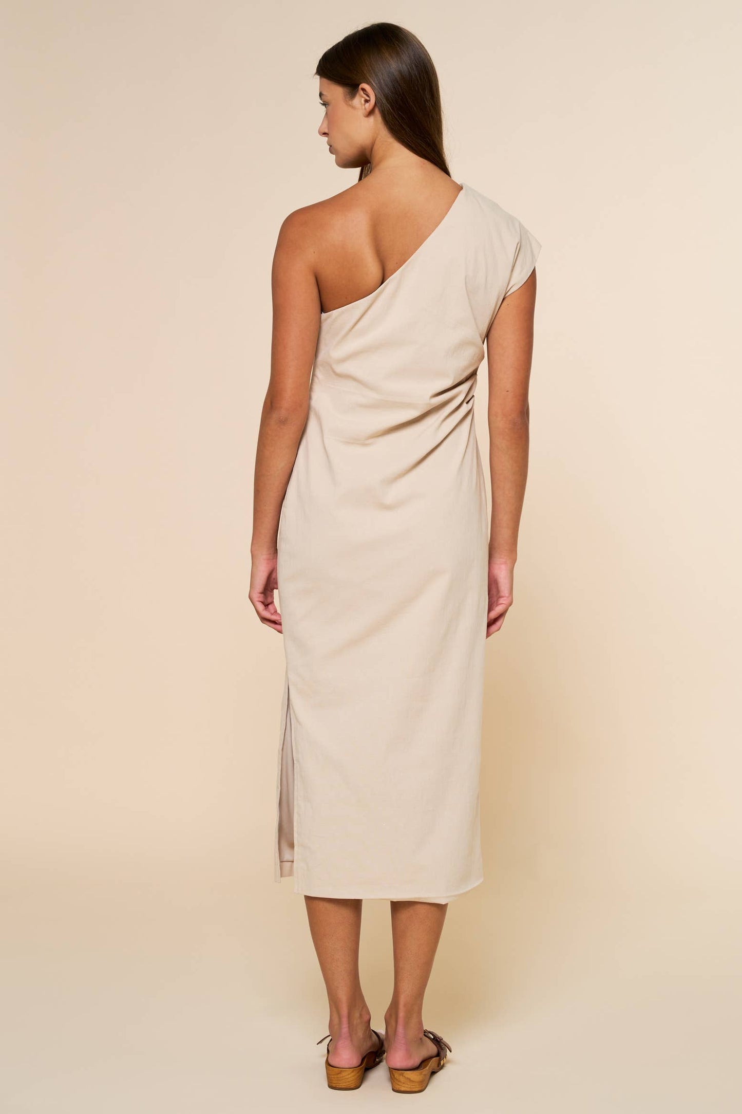 Flower Embroidery One Shoulder Midi Dress
