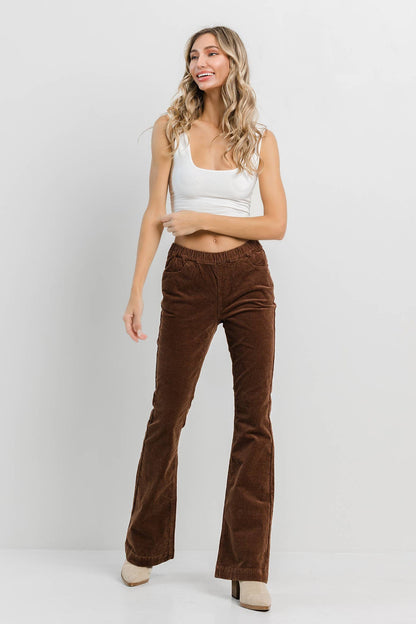 Brown Corduroy Pull On Flare