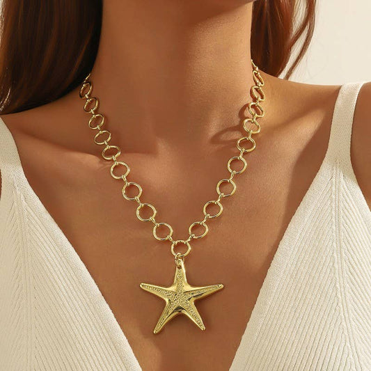 PUFFY STAR CHUNKY CHAIN STATEMENT NECKLACE
