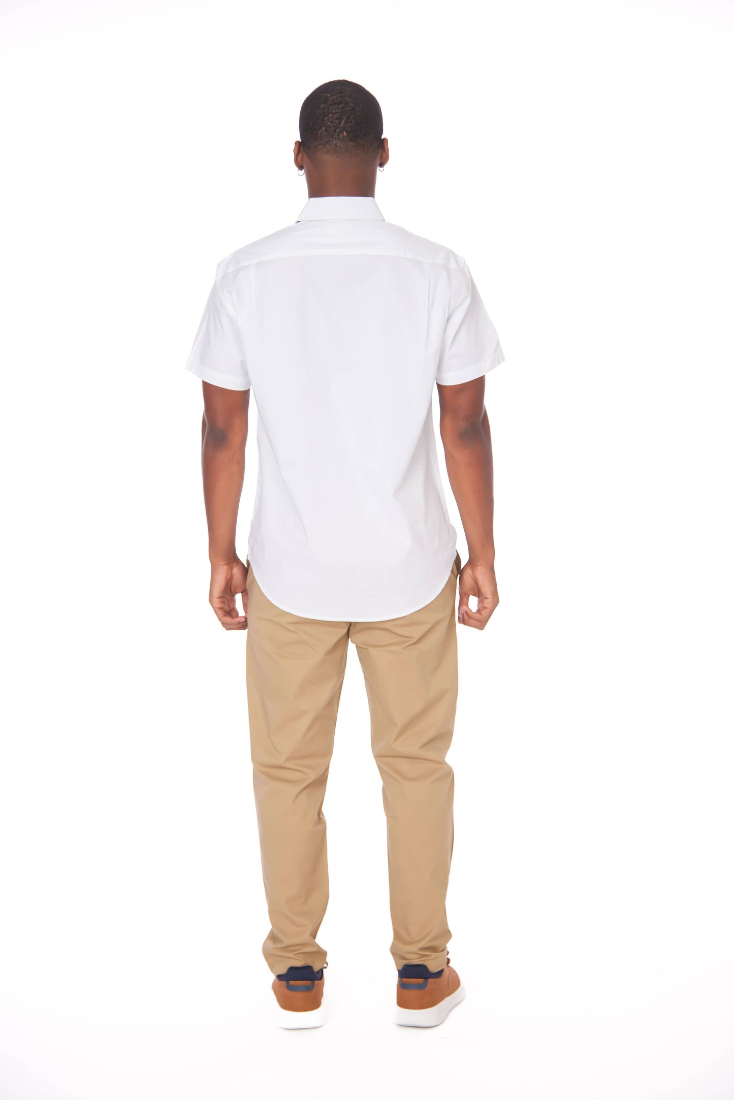 Men's Cotton Stretch Short Sleeve Solid Shirt