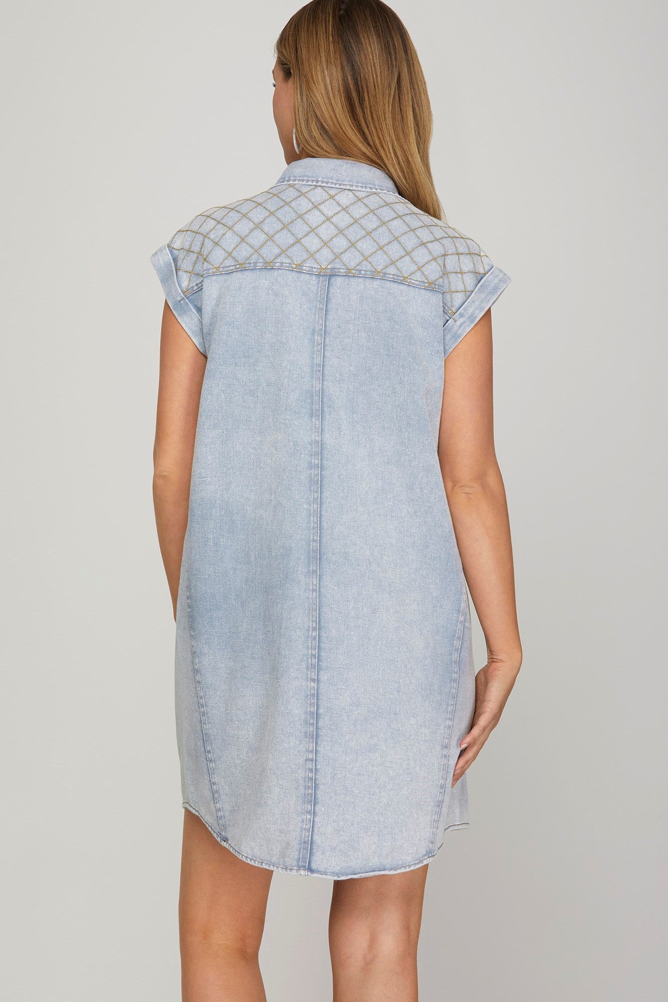 Cap Sleeve Denim Dress